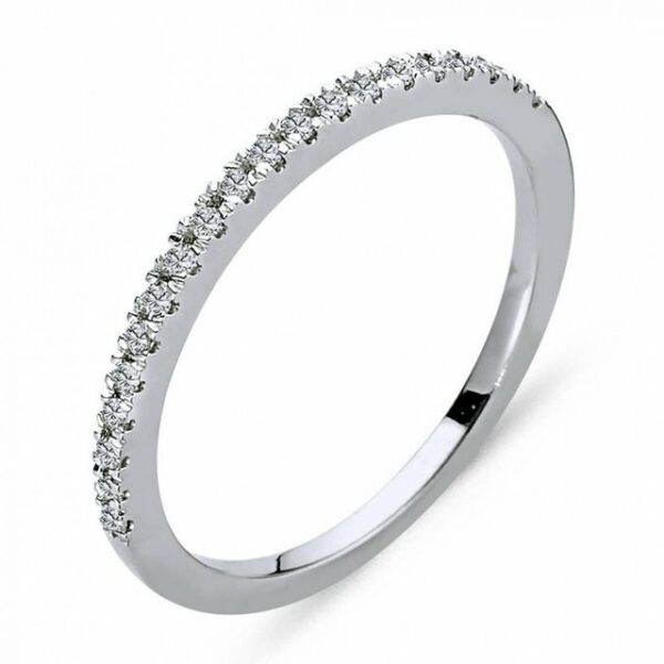 EinStein Diamant Verlobungsring Vorsteckring Diamant halbrund Memoire Ring in 14 Karat Weißgold