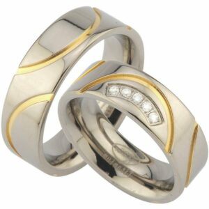 Trauringe123 Trauring Hochzeitsringe Verlobungsringe Trauringe Eheringe Partnerringe mit IP Gold Platierung JT1-5