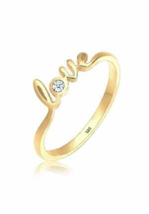 Elli DIAMONDS Verlobungsring Love-Schriftzug Diamant 0.03 ct. 585 Gold
