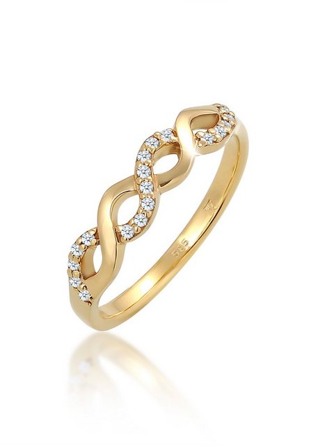Elli DIAMONDS Verlobungsring Infinity Verlobung Diamant (0.09 ct) 585 Gelbgold