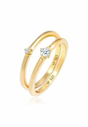 Elli DIAMONDS Verlobungsring Solitärring Set Diamant (0.13 ct) 925 Silber