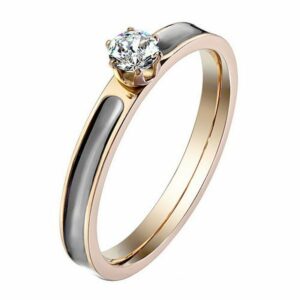 Taffstyle Fingerring Damen Ring Rosegold IP mit Zirkonia