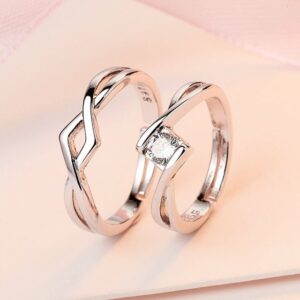 SCOZBT Partnerring 2 Stück Partnerring 925 Sterling Silber Ring (Frauen Männer Trauringe Jahrestag Versprechen