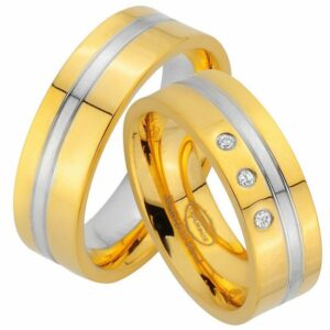 Trauringe123 Trauring Hochzeitsringe Verlobungsringe Trauringe Eheringe Partnerringe Gold Platiert aus Edelstahl ohne und mit Stein