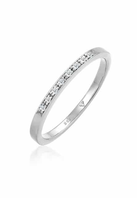 Elli DIAMONDS Verlobungsring Bandring Verlobung Diamant (0.04 ct) 585 Weißgold