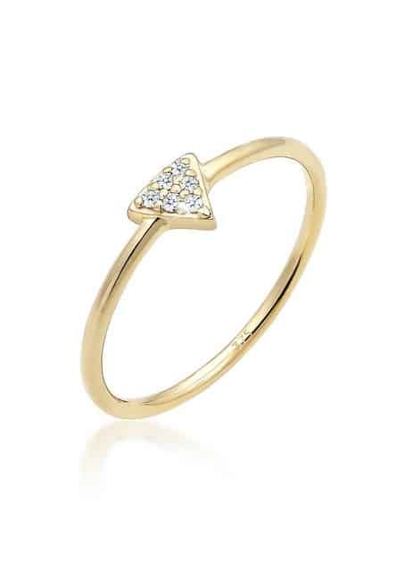 Elli DIAMONDS Verlobungsring Dreieck Geo Diamanten (0.03 ct) 375er Gelbgold