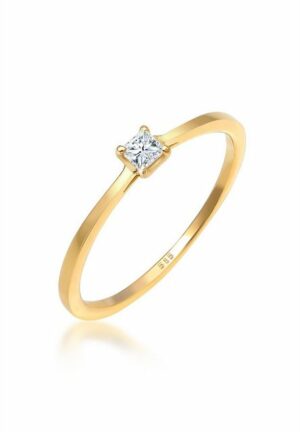 Elli DIAMONDS Verlobungsring Prinzessschliff Diamant (0.1 ct) 585 Gelbgold