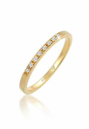 Elli DIAMONDS Verlobungsring Bandring Verlobung Diamant (0.04 ct) 585 Gelbgold