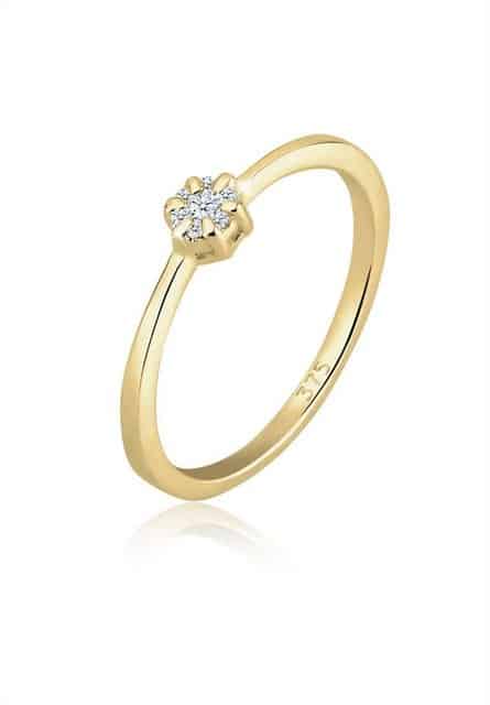 Elli DIAMONDS Verlobungsring Verlobung Blume Diamant (0.045 ct) 375 Gelbgold