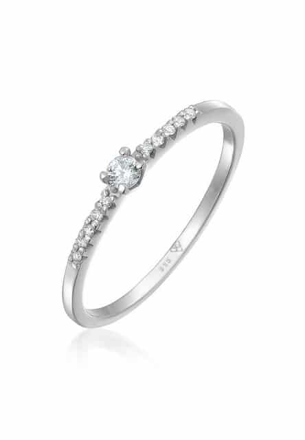 Elli DIAMONDS Verlobungsring Diamant Verlobung Hochzeit (0.11 ct) 585 Weißgold