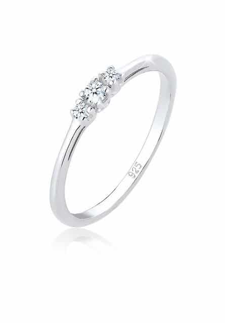 Elli DIAMONDS Verlobungsring Verlobungsring Diamant (0.06 ct) Zart 925 Silber