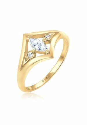 Elli Verlobungsring Bandring Zirkonia Marquise Vintage 925 Silber